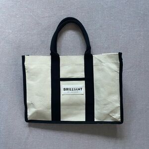 Langham cream & black canvas tote bag.
